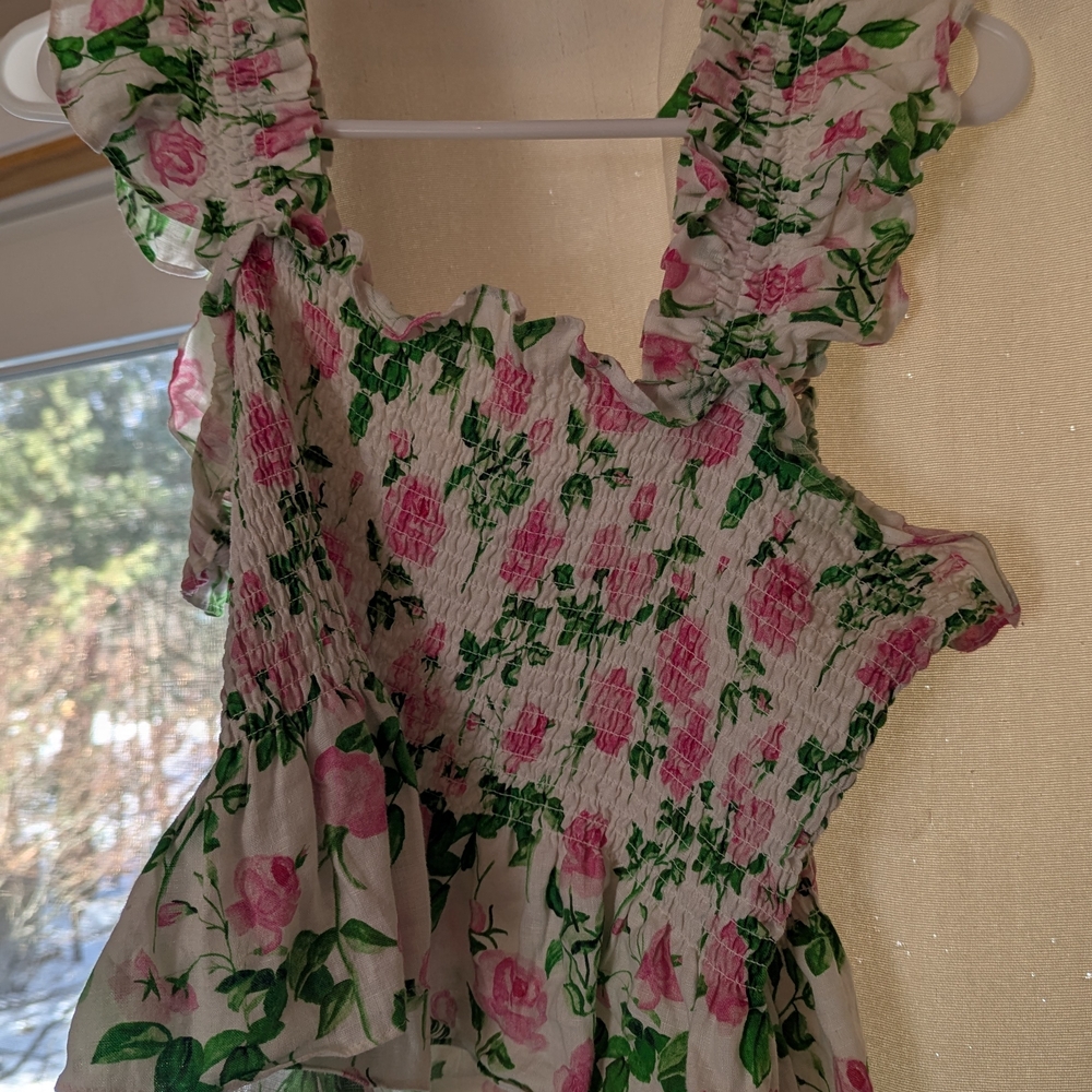 Hill House Pink and Green Ruffled Blouse